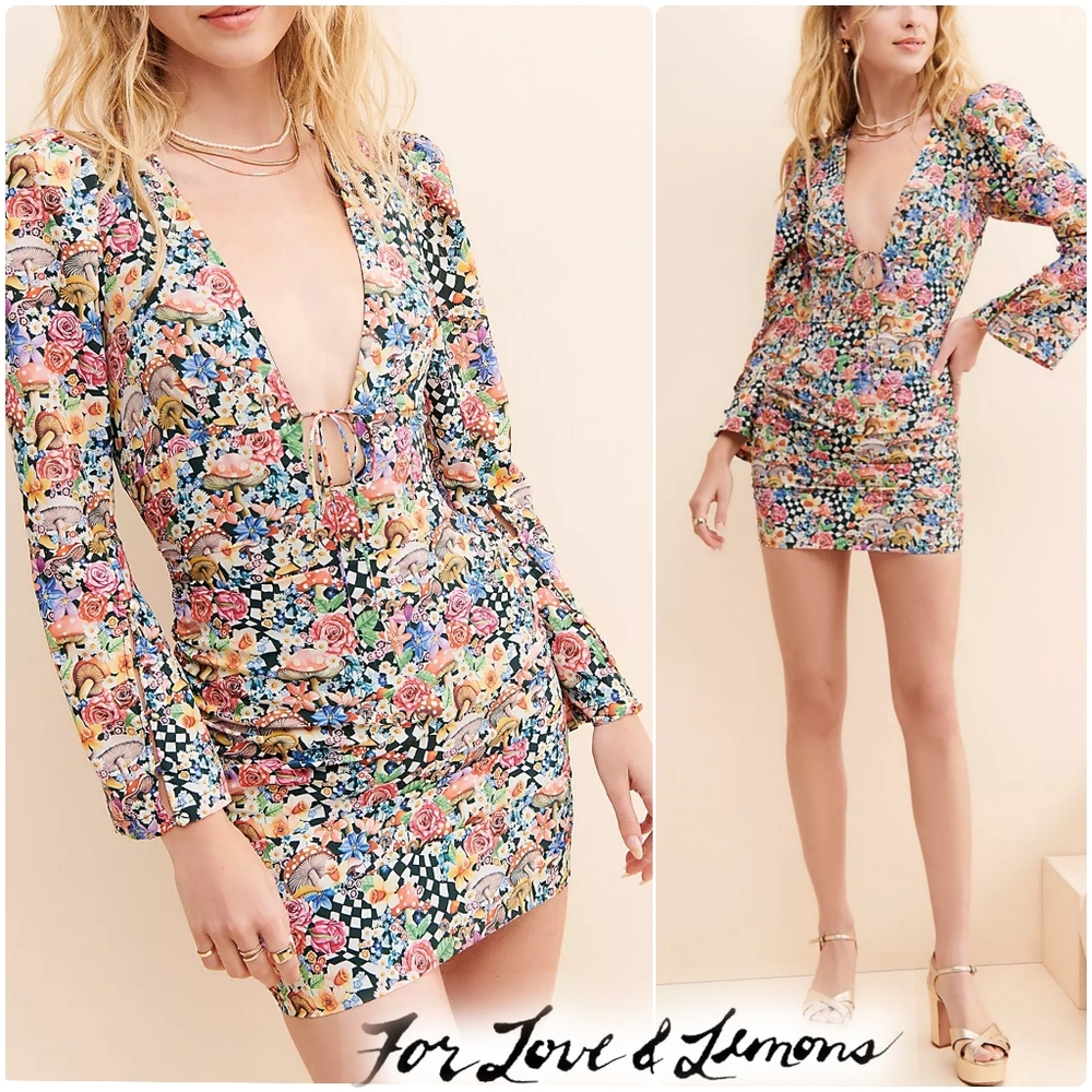 NWT For Love & Lemons June Cape Mini Dress Size XS